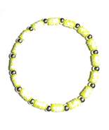 Heishi Fashion Anklet, Yellow and Silver Metallic Beads, Stretch - $8.19 CAD