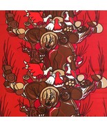 Mid Century Heavy Fabric Material Dove Partridge Bird Tree Red Brown 58”... - £75.78 GBP