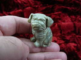 (Y-DOG-SH-550) SHAR PEI gray PUG SHARPEI dog jasper FIGURINE gemstone ca... - $14.01