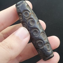 Antique Black Magnetic Stone Eyes Bead Rusted Pendent Jade Amulet Stone ... - $77.60