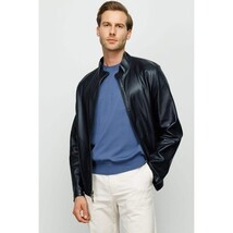Vinci The Del Rio Dark Blue Leather Men Jacket image 7