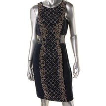 NEW Xscape Black Beaded Illusion Inset Sheath Dress Size 6 - $59.00