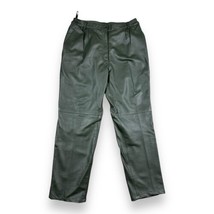 Vintage Y2K Manart Olive Army Green Smooth Leather Classic Fit Pants Siz... - £37.67 GBP