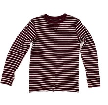 Children&#39;s Place Waffle Knit Thermal Shirt Sz. L Maroon Stripe Long-Sleeve - $147.62 MXN