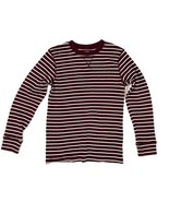 Children&#39;s Place Waffle Knit Thermal Shirt Sz. L Maroon Stripe Long-Sleeve - $147.62 MXN