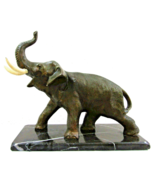 European Bronze African Trunk Up Elephant Sculpture on Marble Base - $341.09 CAD