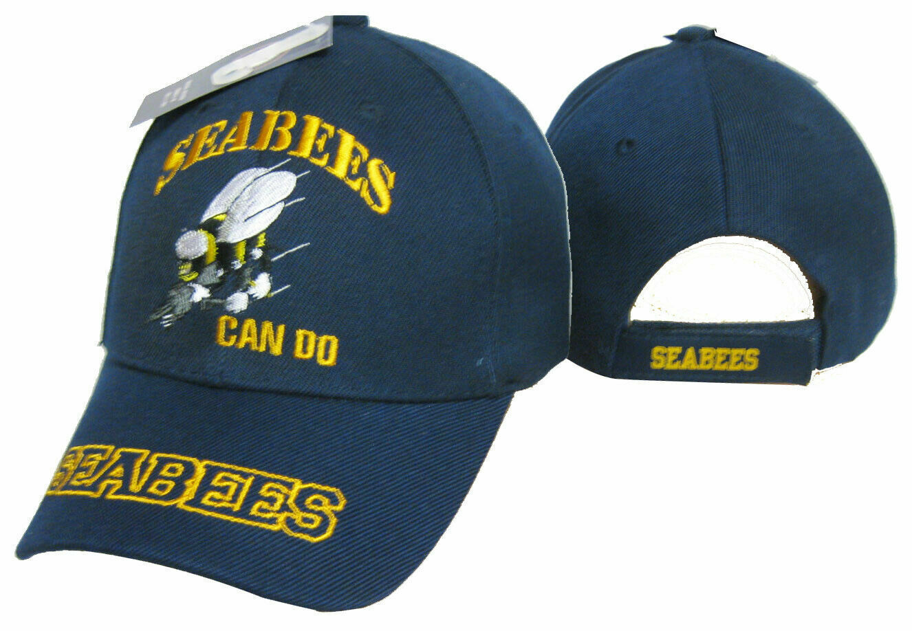 Official US Navy Licensed Seabees Can Do EMBROIDERED Hat Cap (BLUE)