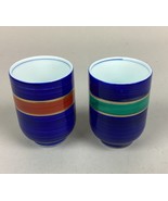 Set Of 2 Kotubuki Japanese Blue Striped Cups - 3 3/4”H - $11.58