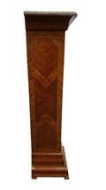 Antique Style Wooden Urn Pedestal Column w/ Brass Urn Crest Inlay 49” image 9