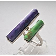 Jay King Designer 925 Sterling Silver Purple And Lemonlime Turquoise Ring At - £65.45 GBP