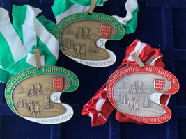Vintage Set Of 3 Collectible Medals In Honour Of People’s Sport Day Knit... - £21.06 GBP