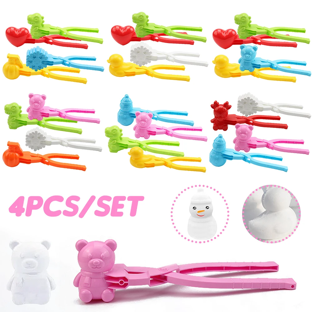 4/3pcs Cute Bear Duck Snowball Clip Snow Clay Ball Maker Creative Snowballs Mold - £8.34 GBP+