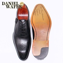 Elegant Men&#39;s Leather Shoes Formal Men Dress Office Business Wedding Shoe Black - £96.51 GBP