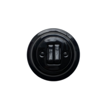 Porcelain Push Button Switch Flush Mounted 2 Gang Two-Way Black Diameter 3.9&quot; - £33.91 GBP