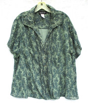Jones New York Collection Woman Silk Floral Teal Blue-Green Blouse Top 18W 18 - £22.70 GBP