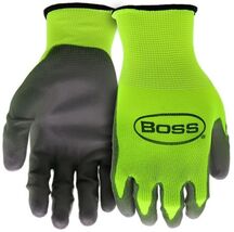 Boss B31211-L5P Flat Nitrile Grip Gloves Hi-Vis Green Large, 5-Pack - $26.31