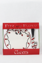 Fitz and Floyd 2006 Cheers Round Snack Plate with Spreader Knife - £12.41 GBP
