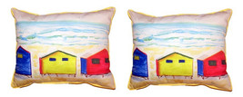 Pair of Betsy Drake Beach Bungalows Large Pillows 16 Inch X 20 Inch - £71.43 GBP