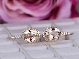 2.40Ct Simulated Morganite Drop/Dangle Earrings 14K Rose Gold Plated Silver - £79.12 GBP