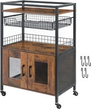 Hencawima Kitchen Island Microwave Cart Stand With Storage Cabinet, Rustic Brown - £99.85 GBP