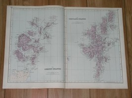 1891 Original Antique Map Of Orkney And Shetland Islands / Scotland - £26.17 GBP