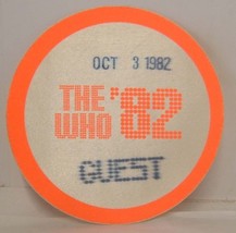 THE WHO - PETE TOWNSHEND - ORIGINAL OCT. 3, 1982 CLOTH SHOW BACKSTAGE *L... - $15.00