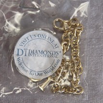 Vtg Diamond International Di Gold Tone Link Diamond Charm Bracelet 7.5&quot; - £7.82 GBP