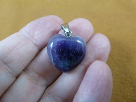 (j-hea-11) Purple amethyst crystal gemstone heart shaped Pendant I love ... - $14.99