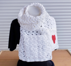 Knitted scarf with pockets, handcrafted white winter oversized scarf for... - $38.00