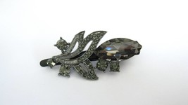 Medium black metal gray crystal hair pin alligator clip - £10.41 GBP