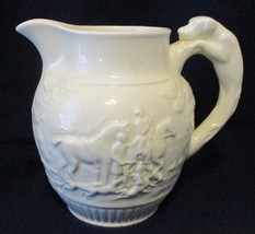 Wedgwood of Etruria &amp; Barlaston Gloss White Fox Hunting with Dog Handle Pitcher - £77.53 GBP