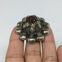 1.6&quot;Antique Tribal Turkmen Kuchi Ring Round Red Glass Plastic Boho,8.5,TR210 - £5.97 GBP