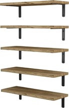 5 Natural Burned Small Bookshelves From Wallniture Palma Floating Wall Shelves, - $44.96