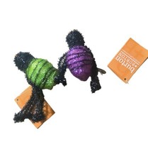 Burton and Burton Halloween SPIDERS Set of 2 Purple and Green NWT Hanging 3 inch - $6.10