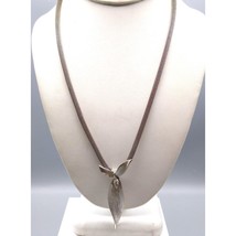 Vintage Judy Lee Mesh Chain Necklace with Brushed Silver Tone Mod Pendant - £48.55 GBP