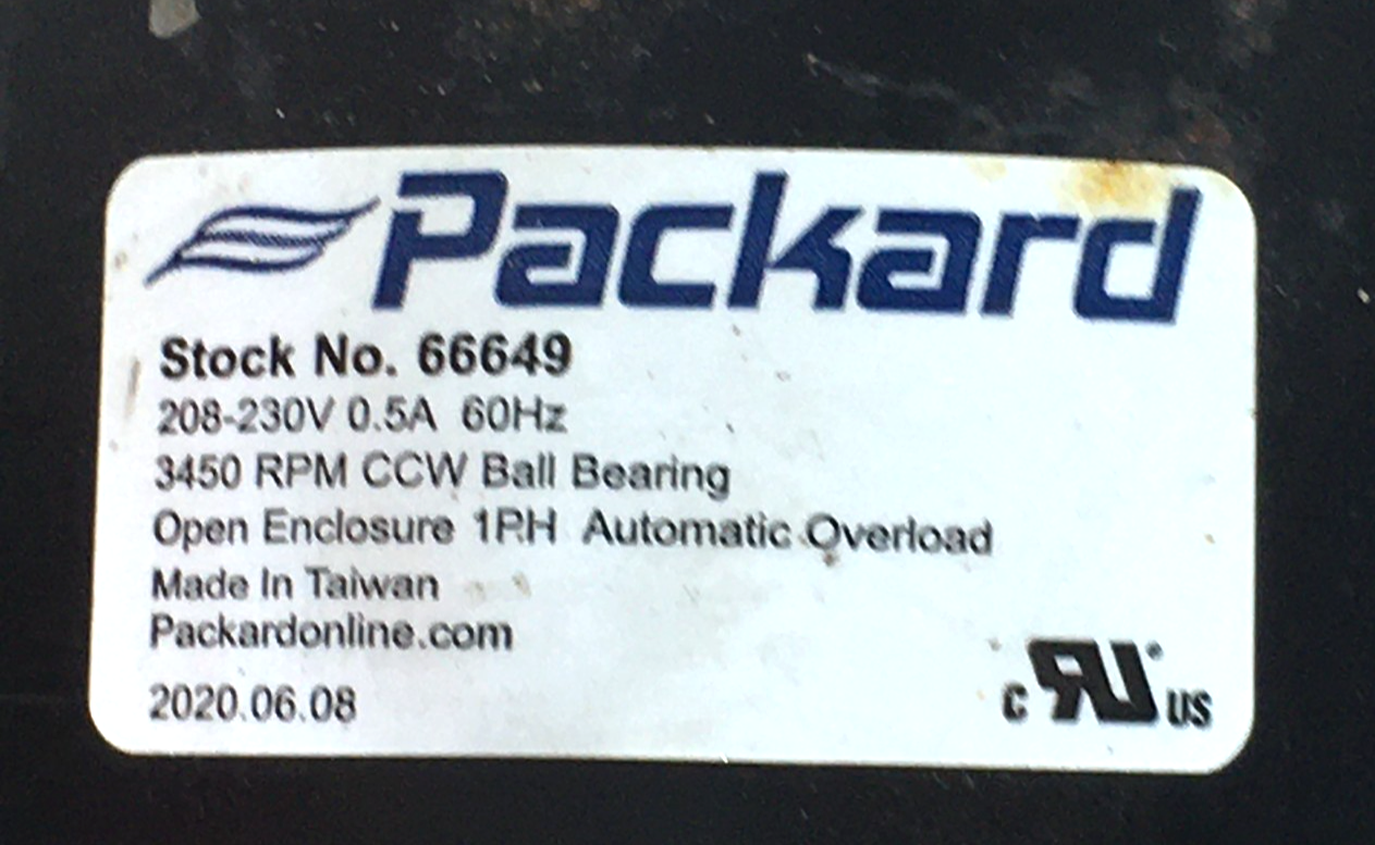 Packard 66649 Draft Inducer Blower Motor 3450 RPM 0.5 A 208/230V used #MF431 Item image 4