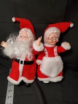 Vintage Mr. &amp; Mrs. Clause Figures Rubber Face, Fabric &amp; Plastic Articulated - £30.93 GBP