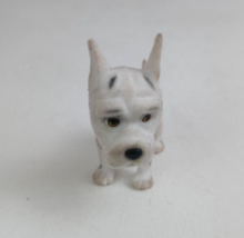 Vintage Velvety Flocked Miniature White Spotted Dog 1.75&quot; Toy Figure - €3,36 EUR