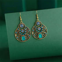 Blue Crystal &amp; Resin 18K Gold-Plated Round Drop Earrings - £11.21 GBP