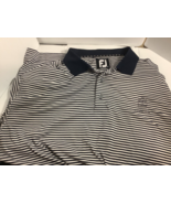 Footjoy Mens XL Navy Blue Golf Polo Shirt Striped Prodry Lisle - $12.97