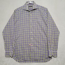 Peter Millar Men’s Shirt Large Plaid Checked Purple Green Long Sleeve Button Up - £21.93 GBP