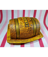 Darling Vintage Lipper &amp; Mann Creations Ceramic Brown Barrel Cheese Serv... - $28.00
