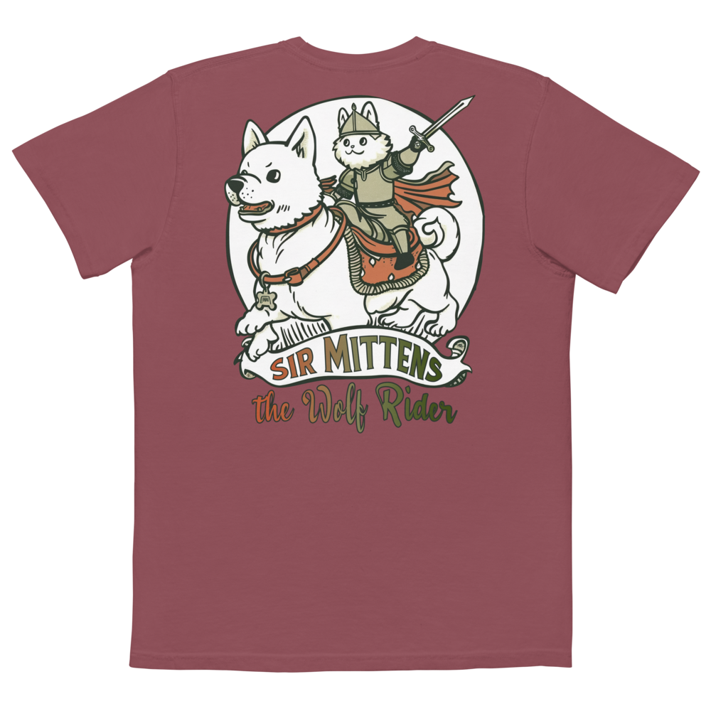 Unisex Garment-Dyed Pocket T-Shirt – Sir Mittens Back Print (Brick) Item image 3
