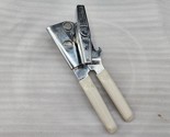 Vintage Swing Away Manual Can Opener With White Grip Handle - Made In USA - $14.79