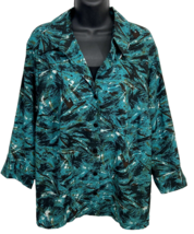 Elementz Women&#39;s Size 2XG /18W-20W Plus Button Shirt Top Floral Blouse Tropical - £8.16 GBP