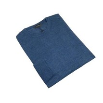 Men PRINCELY Italian Wool Blend Crew Pullover Slim 84001-30 Indigo Blue 282 image 3