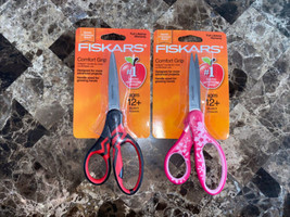 Comfort Grip Scissors Fiskars Stainless Steel Antimicrobial Handle Lot of 2 New - £11.81 GBP
