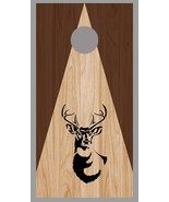 Buck Deer Silhouette on Triangle Stained Wood Corn Hole Board Decal Wrap - £15.72 GBP+