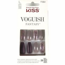 NEW Kiss Nails Voguish Fantasy Press Glue Manicure Long Coffin Mauve Purple - £13.46 GBP