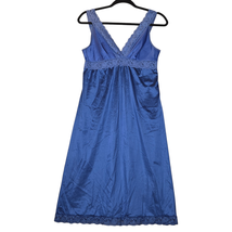 Vtg Vassarete Womens 36 L Slip Dress Gown Blue Lace Nylon Musingwear Bab... - $23.66